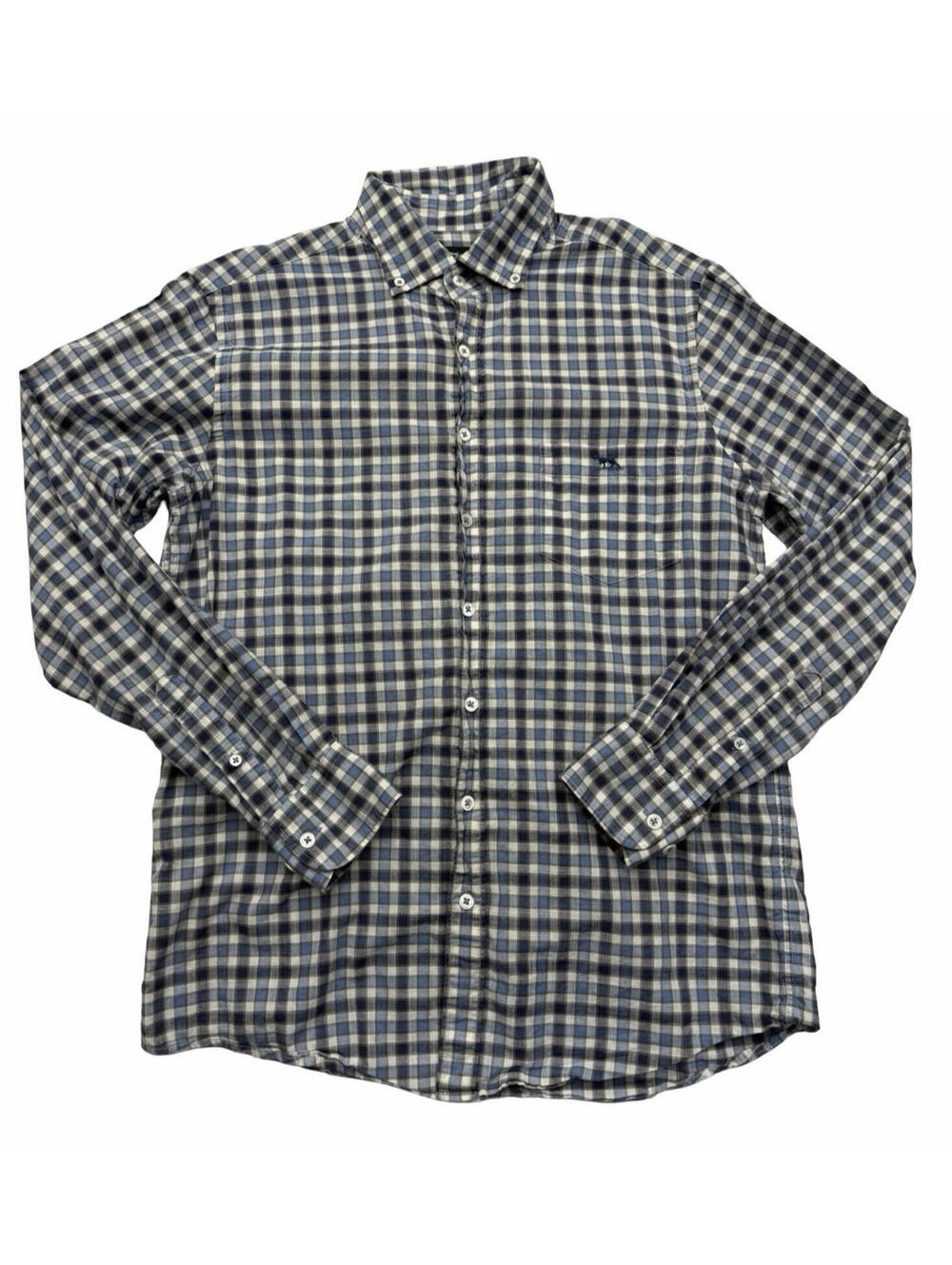 Rodd & Gunn Mile Creek Button-Down Shirt Blue Grey Check Size S